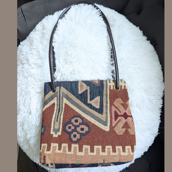 Nine West, Vintage Tapestry Shoulder Bag – 90s Y2K Boho Aztec Style - Picture 2 of 12